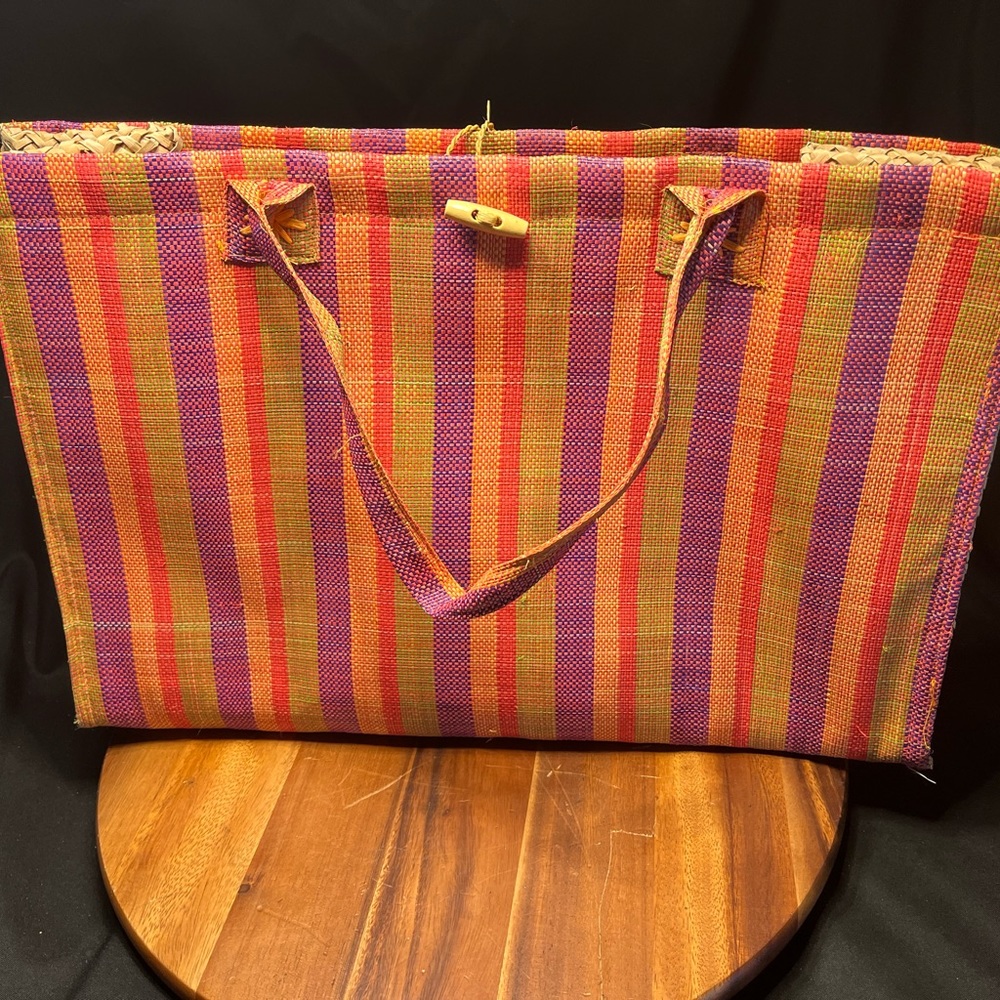 Colorful 20 inch Straw Tote Bag